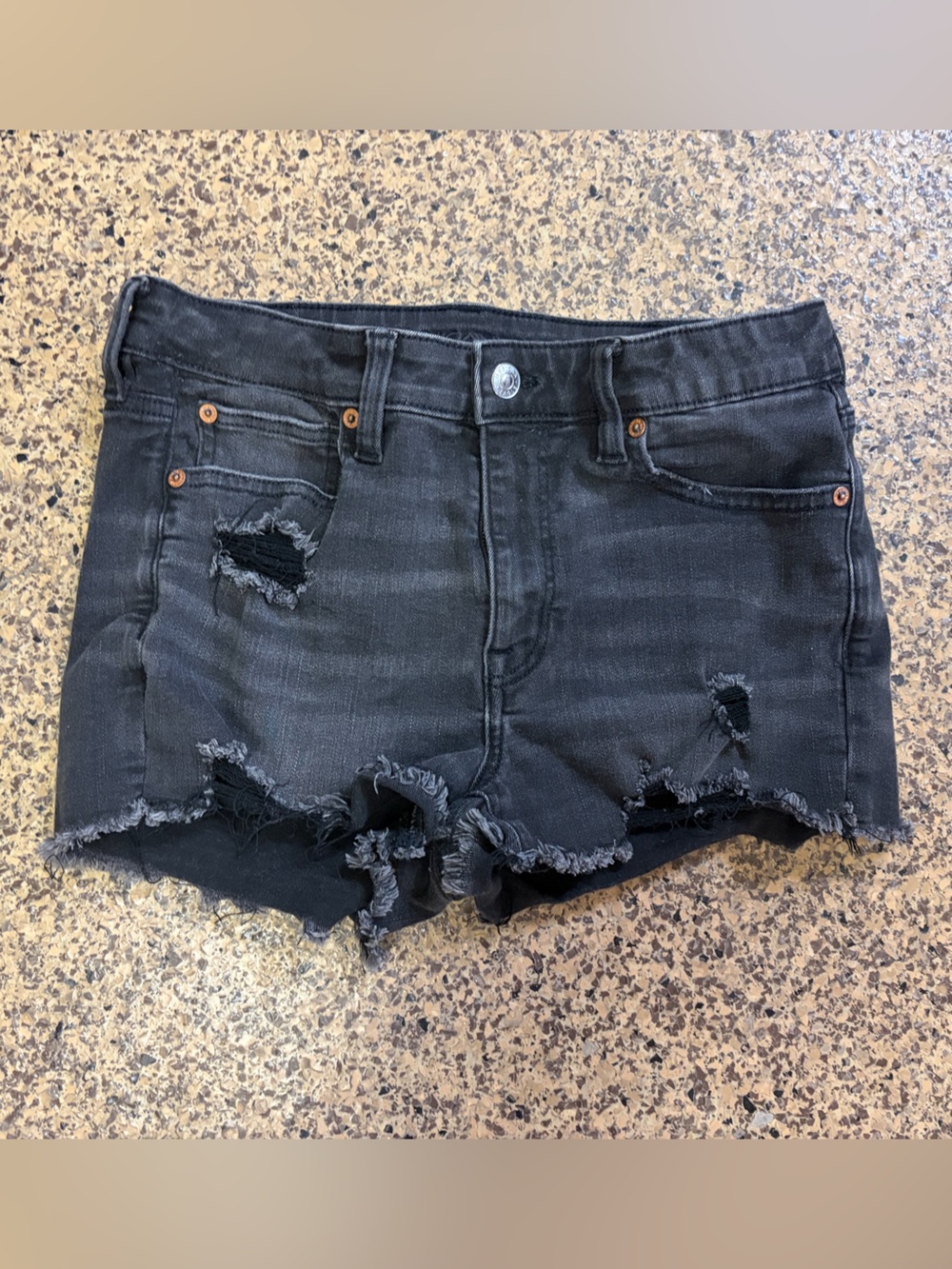 American Eagle Black Distressed Denim Cutoff Shorts